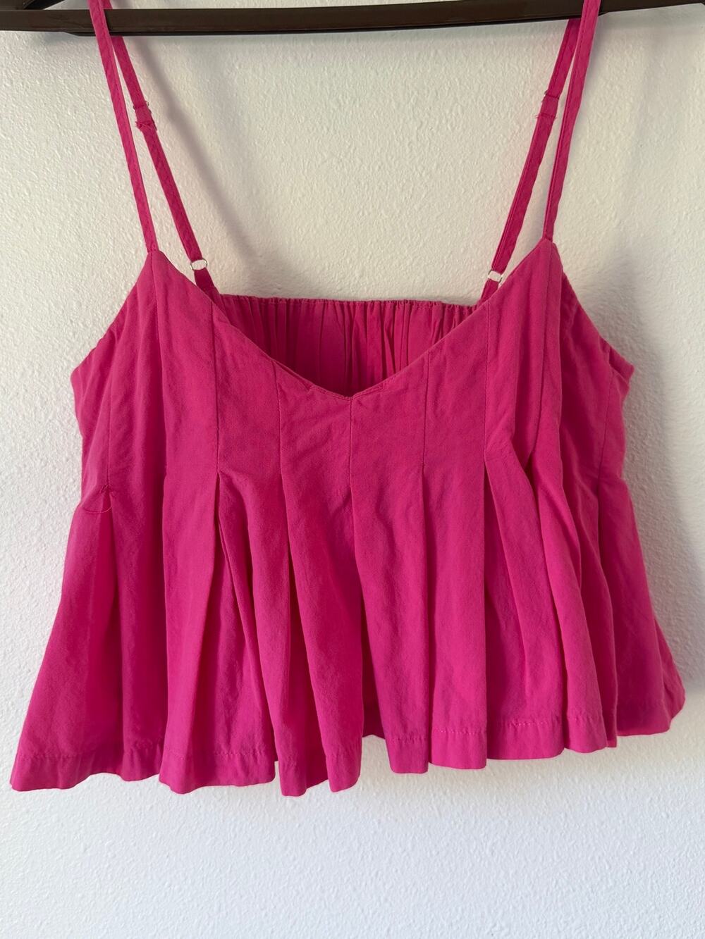 100% Cotton Loveriche Hot Pink Fuschia Ruffled Babydoll Top XS Adjustable Straps